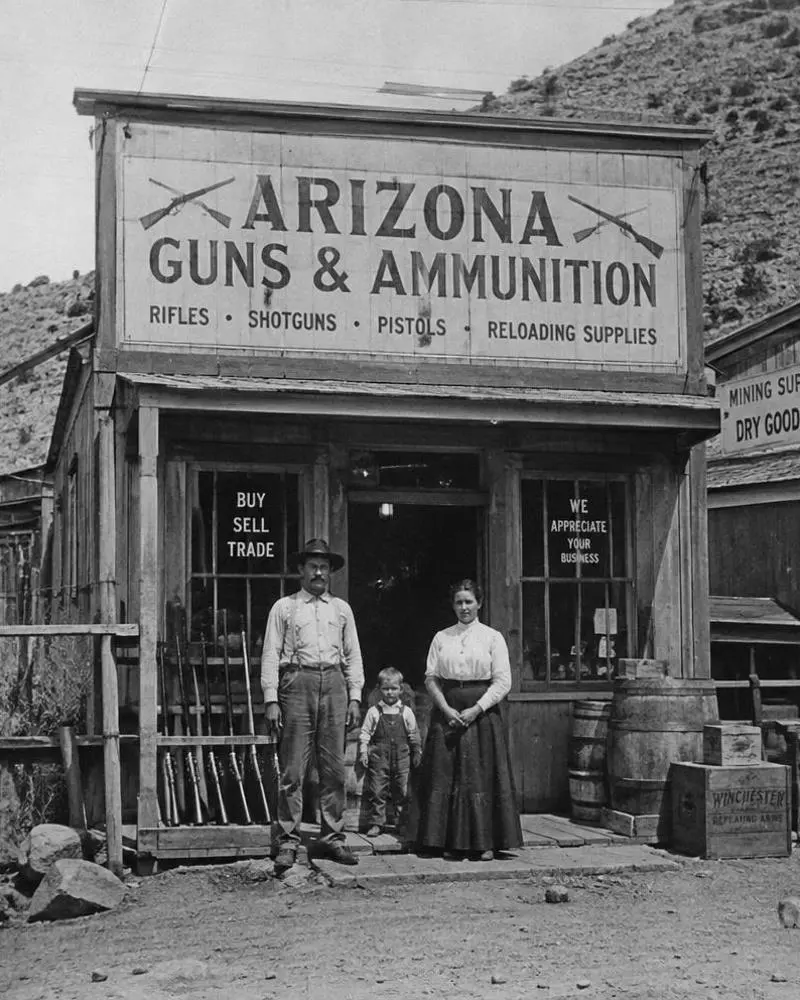 The history of Bisbee Guns Archival photograph of a family gun shop in Arizona